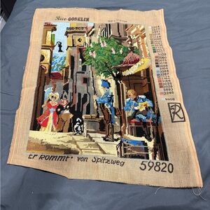 Vintage Completed Needlepoint Canvas/Goblin